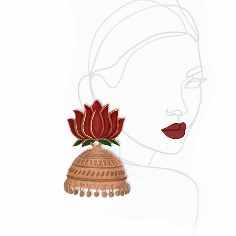 Paras Aneja | Fashion Designer on Instagram: “JHUMKA’ by @parasanejaillustrations_ . . First Try on Jewellery Illustration, Please share your valuable feedback in Comment box ! Share…” Jhumka Illustration Art, Jhumka Illustration, Jewellery Illustration Fashion, Jhumka Painting, Jhumka Drawing, Onam Ideas, Gauche Painting, Jewellery Illustration, Terracotta Jewellery Designs