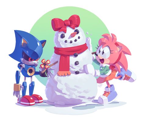 Sonic the Hedgehog on Twitter: "Happy Holidays from all of us at SEGA! 🎨: @SpiritSonic… " Metal Sonic Christmas, Sonic Christmas Art, Amy X Metal Sonic, Evan Stanley Sonic, Amy And Metal Sonic, Metal Sonic And Amy, Metal Sonic X Amy, Christmas Sonic, Evan Stanley