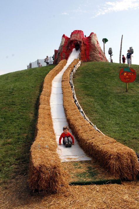 Cox Farms Volcano Slide  Do you love Fall Festivals as much as we do? From September until November there are so many wonderful festivals in the DC area. Cox Farms is a favorite!  #PackMoreIntoLife #FallFestivals #FamilyFun #October #Pumpkin Town Halloween Festival, Town Fall Festival Ideas, Festival Diy Ideas, Fall Farm Festival, Pumpkin Festival Ideas, Pumpkin Patch Business Ideas, Agrotourism Ideas Farms, Agritourism Ideas Farms, Fall Festival Ideas For Church