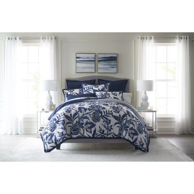 Buy Liz Claiborne Marina 3-pc. Floral Reversible Comforter Set at JCPenney.com today and Get Your Penney's Worth. Free shipping available Navy Blue And White Bedding, Navy And White Bedding, White And Navy Bedding, Navy Blue And White Bedroom, Navy And White Bedroom, Blue Bedroom Decor Ideas, Blue And White Comforter, Resort Aesthetic, Oversized King Comforter