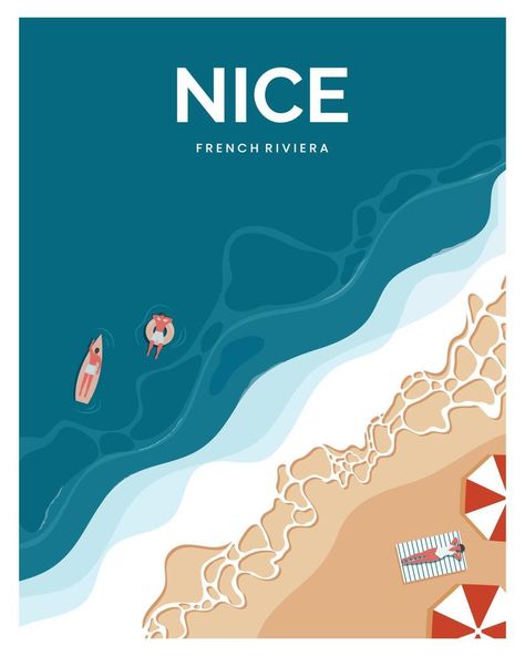 Beach Club Illustration, Beach Clean Up Poster, Beach Illustration Design, Goa Poster, French Riviera Beach, Beachy Designs, Beach Cleaning, Vacation Illustration, Beach Graphics