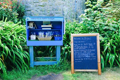 Cake Fridge, Bakery Inspiration, Scilly Isles, Vegetable Stand, United Kingdom Travel, Phone Box, London Flat, Farm Shop, Farm Stand