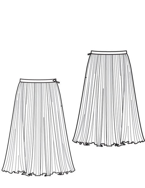 Circular Skirt Illustration, Pleated Skirt With Yoke Pattern, Mini Skirt Technical Drawing, Pleated Skirt Technical Drawing, Maxi Skirt Technical Drawing, Rok Tile, Pleated Circle Skirt, Pleats Fashion, Pleated Skirt Pattern