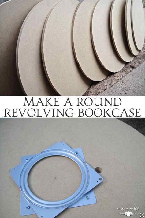 Revolving Bookcase Diy, Rotating Craft Storage, Diy Revolving Bookcase, Diy Rotating Bookshelf, Diy Bookcases, Round Bookshelf, Diy Bookcase, Bookcase Plans, Money Making Projects