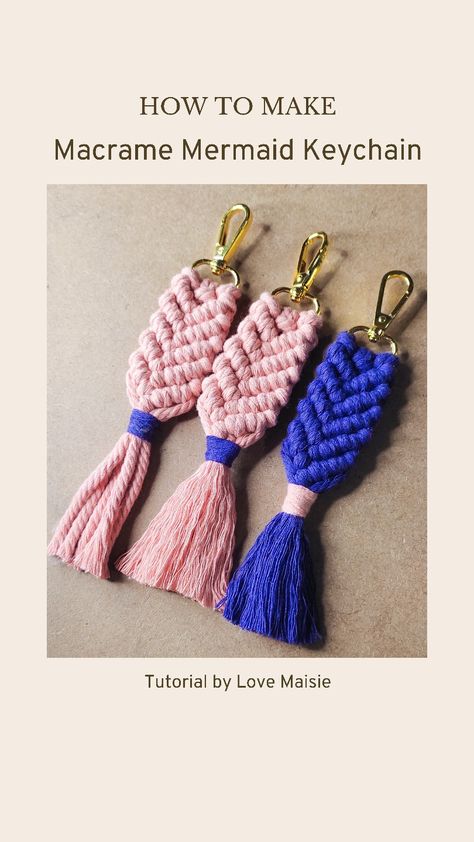 Mermaid Keychain, How To Macrame, Keychain Tutorial, Keychain Macrame, Video Vlog, Diy Macrame, Macrame Tutorial, Macrame Diy, New Hobbies