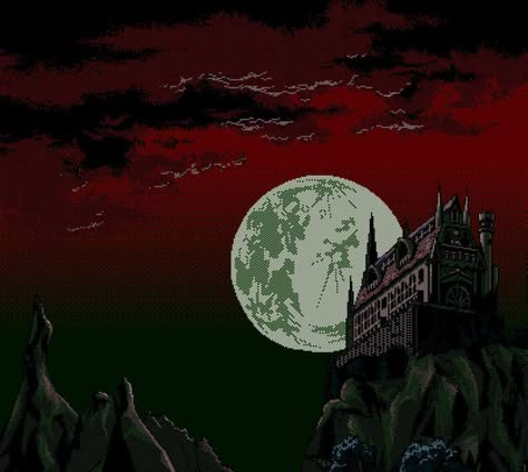 Spooky Pixel Art, Castlevania Vampire, 80's Sunglasses, Vampire Castle, Moon Backdrop, Castlevania Wallpaper, Dracula Castle, Vampire Hunter D, Dark Castle