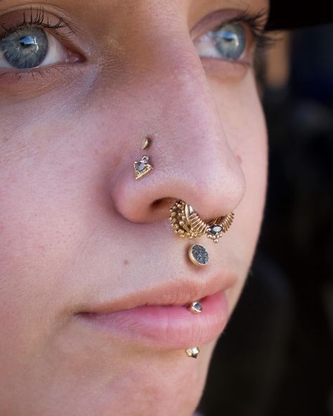 Septum Stack, Piercing Setup, Stacked Septum, Pupil Hall, Orthodox Jewelry, Nostril Piercing Jewelry, Nostril Piercing, Fat Art, Tooth Gem