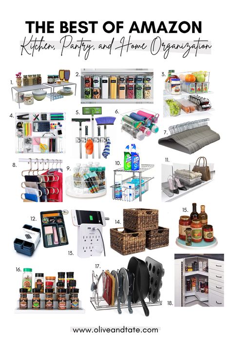 The Best of Amazon: Kitchen, Pantry and Home Organization Amazon Pantry Organization Must Haves, Home Organization Amazon, Pantry Organization Amazon, Kitchen Organizer Storage, Amazon Pantry Organization, Bakers Pantry, Amazon Kitchen Organization, Organize Products, Organized Apartment