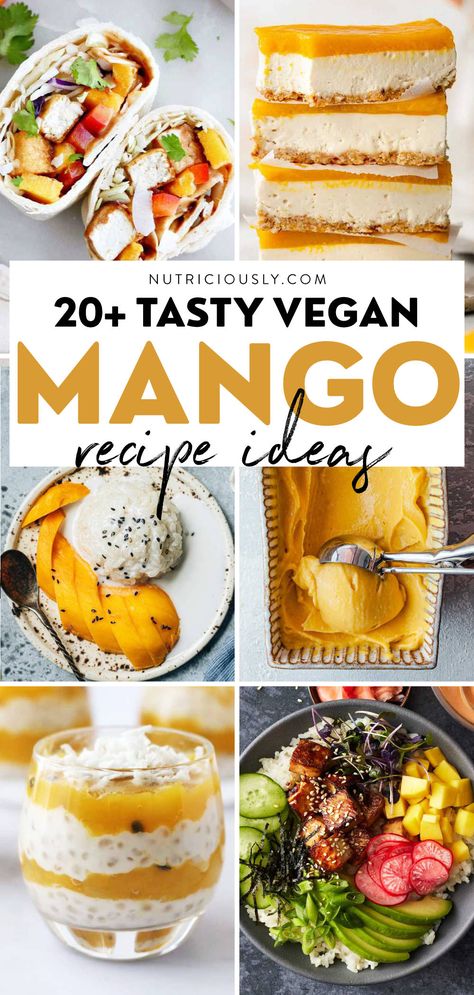 Bite into a golden, juicy mango with these fun recipes featuring sushi bowls, pudding, granola, curry, and more! Enjoy this selection of sweet and savory ideas. Perfect for meal prep, summer, and healthy eating! Mango Recipes Vegan, Meal Prep Summer, Recipes Vegan Easy, Sushi Bowls, Mango Curry, Mango Recipes, Fun Recipes, Healthy Comfort Food, Recipes Vegan