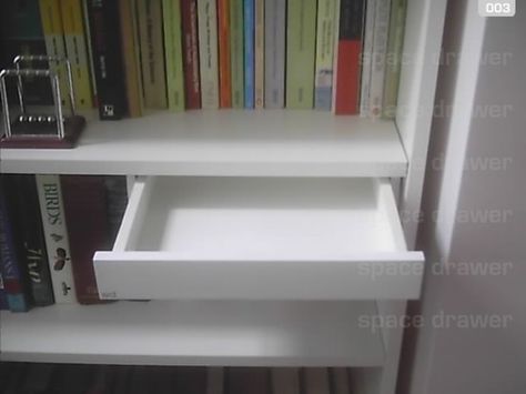 How about a drawer for BILLY (and LACK)? Billy Drawers Ikea Hacks, Billy Bookcase Vanity, Billy Bookcase Drawer Hack, Ikea Billy Drawers, Billy Bookcase With Drawers, Billy Bookcase Drawers, Billy Bookcase Organization, Ikea Expedit Bookcase, Kallax Shelving