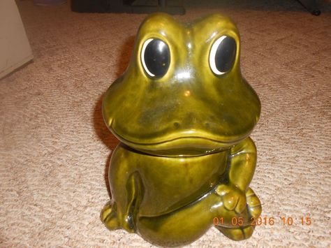 Neil The Frog Cookie Jar Sears Roebuck & Co 1970's Frog Cookies, Frog Vintage, Antique Cookie Jars, Teapot Cookies, Collectible Cookie Jars, Owl Cat, Frog Wallpaper, Frog Decor, Kinds Of Cookies