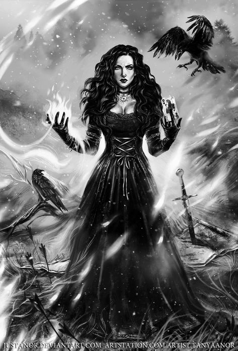 The Morrigan Art, Halloween Imagem, Witcher Wallpaper, The Witcher Books, Witcher Art, Yennefer Of Vengerberg, Gothic Fantasy Art, Commissioned Artwork, Beautiful Dark Art