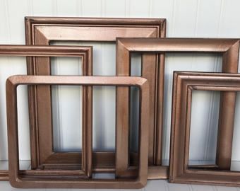 Copper Picture Frames, Wall Frame Collage, Wood Gallery Wall, Copper Photo Frame, Wedding Picture Frame, Baby Nursery Wall Decor, Picture Frame Light, Frame Wall Collage, Copper Wall Art