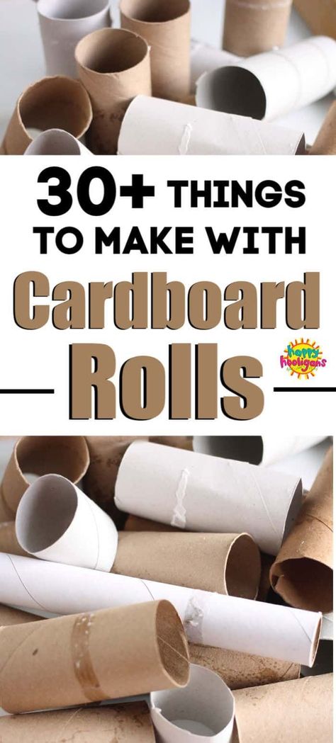 Tons of ideas here for art, crafts and activities using toilet paper rolls, paper towel rolls, poster tubes, wrapping paper tubes and more! #HappyHooligans #KidsCrafts #CraftsForKids #DaycareCrafts #KidsArt #ArtForKids #PreschoolCrafts #CraftsForTweens #CraftsForTeens #ToiletPaperRollCrafts #PaperTowelRollCrafts #ToiletRolls #CardboardRolls #CardboardTubes #RecycledCrafts Things To Make With Cardboard, Paper Towel Crafts, Recycle Crafts Diy, Diy Recycled Projects, Toilet Roll Craft, Cardboard Rolls, Paper Towel Tubes, Toilet Paper Crafts, Toilet Paper Roll Crafts