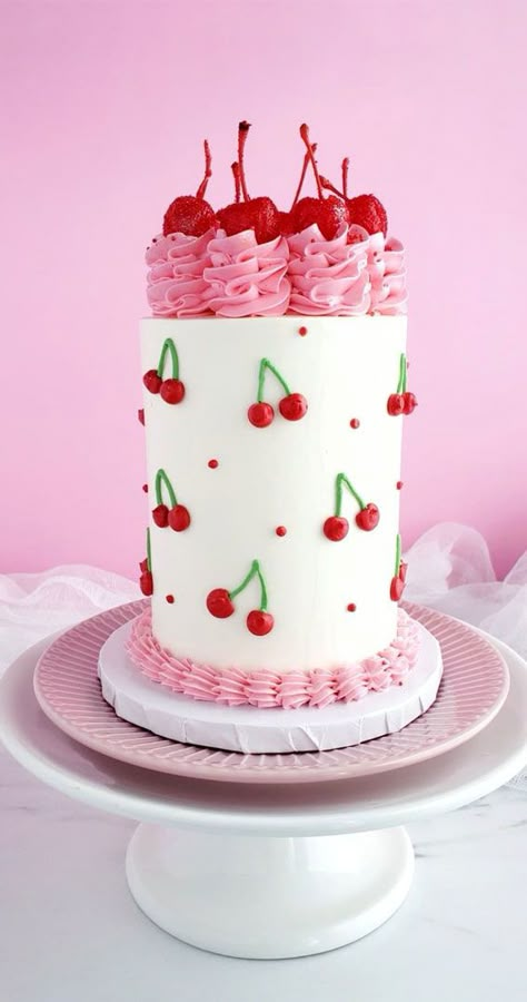 Cherry Chip Cake, Special Cakes, Cake Decorating Ideas, Valentines Day Cakes, Cakes Recipes, Cherry Cake, Summer Cakes, Valentine Cake, Fake Cake