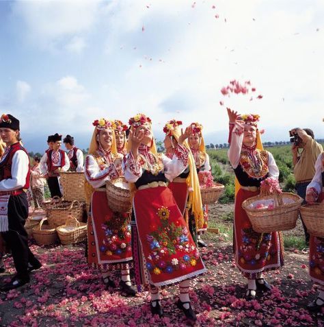 The Rose Festival     The Rose Festival takes place every year in the city of Kazanlak, Bulgaria, during the first week of June. It celebr... Bulgaria Rose, Bulgarian Women, Bulgarian Culture, Festival Photos, Villa Apartment, Festival Photo, The Balkans, House Villa, Great Love Stories