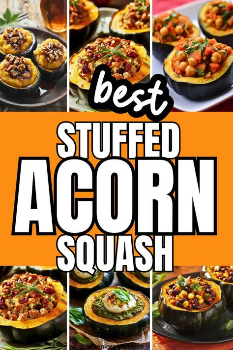 Here are the best stuffed acorn squash recipes for your holiday dinners. Get these side dishes for Thanksgiving or Christmas dinner or just fall dinners with this amazing tasting stuffed acorn squash. Save for later! Acorn Squash And Carrots, Savory Stuffed Acorn Squash, Ww Acorn Squash Recipes, Baked Stuffed Squash Recipes, Thanksgiving Acorn Squash Recipes, Acorn Squash In Crockpot, Sausage Stuffed Acorn Squash Recipes, Savory Acorn Squash Recipes, Easy Acorn Squash Recipes