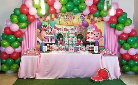 Top 10 Cocomelon Theme Birthday Party Ideas to Impress Everyone Cocomelon Candy Table, Cocomelon Dessert Table, Centerpieces Ideas Diy, Cocomelon Centerpieces, Cake Cocomelon, Festa Cocomelon, Birthday Cocomelon, Candy Table Decorations, Cocomelon Theme