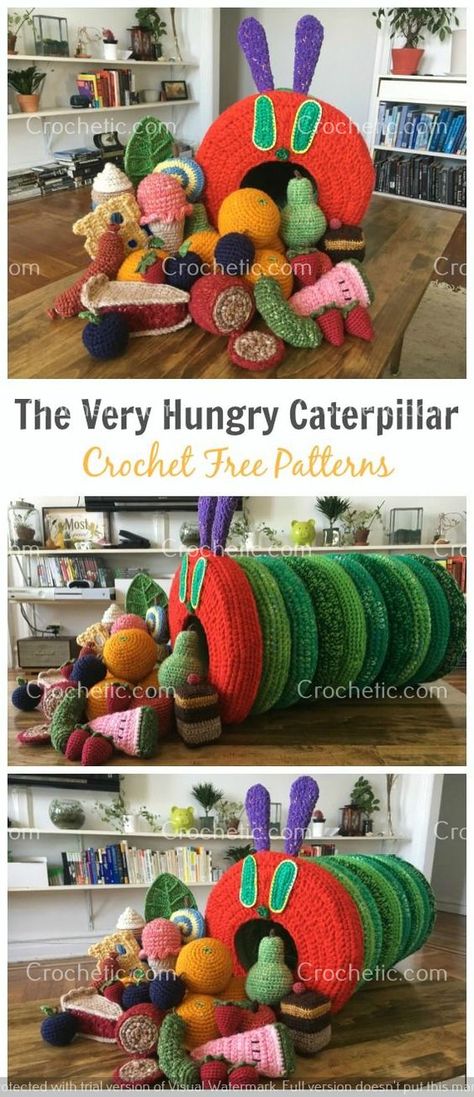 Amigurumi pattern Crochet Hungry Caterpillar, Hungry Caterpillar Crochet, Caterpillar Crochet, Caterpillar Toys, Easy Crochet Animals, Toys Ideas, Very Hungry Caterpillar, Sew Easy, Hungry Caterpillar