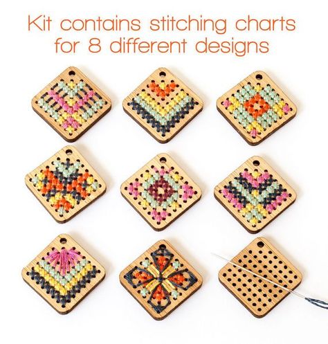 Bamboo Diamond Earring Kit - Basic Collection - Cross Stitch Necklace - Red Gate Stitchery - DIY Kit Cross Stitch Necklace, Jewelry Kit, Stitch Jewelry, Earring Kit, Nature Cross Stitch, Learn Embroidery, Jewelry Kits, Hand Embroidery Stitches, Cotton Embroidery