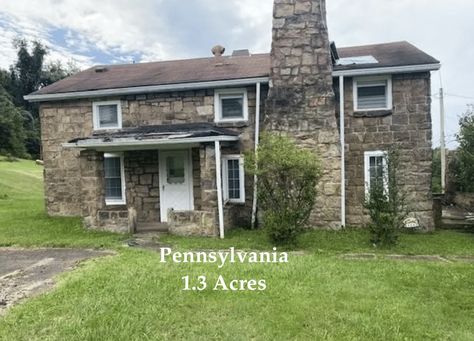 Circa 1860 Pennsylvania Stone House on 1.3 Acres $62K - Old Houses Under $100K Old Stone Houses, Water Sources, Septic Tank, Old Stone, Stone Houses, Detached Garage, Stone House, Stone Fireplace, Virtual Tour