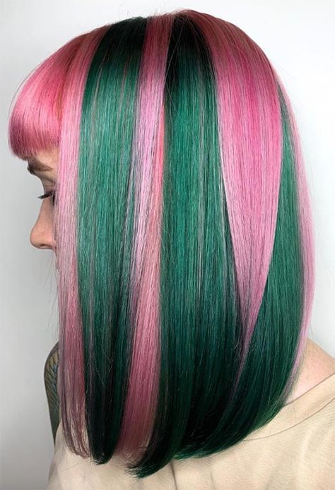 63 Offbeat Green Hair Color Ideas: Green Hair Dye Kits to Try  #greenhair #hair #haircolor #haircolors Green Hair Color Ideas, Pastel Green Hair, Green Hair Color, Watermelon Hair, Hair Dye Brands, Neon Green Hair, Emerald Green Hair, Green Hair Dye, Crazy Color