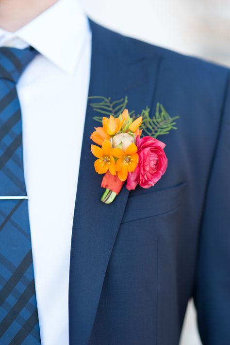 Floral Crown Bride, Dutch Wedding, Groom Blue Suit, Flowers For Men, Boda Mexicana, Prom Flowers, Boutonniere Wedding, Orange Wedding, Maryland Wedding