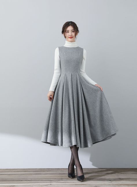 Wool Dresses Winter Classy, Warm Winter Dress, She In Dresses, Everyday Dresses Casual Winter, Dress With Blouse, Dresses For Tall Women, Wool Dress Winter, Dresses In Winter, Winter Dress