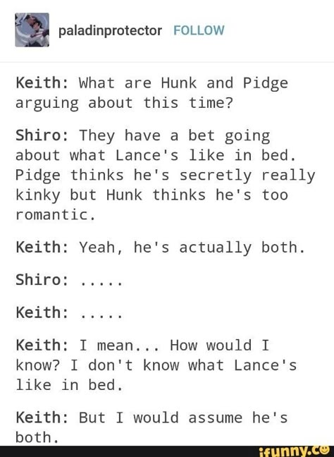 Omg Keith #Klance Klance Headcanons, Lying Game, Keith Lance, Klance Fanart, Voltron Funny, Klance Comics, Voltron Comics, Form Voltron, Voltron Ships