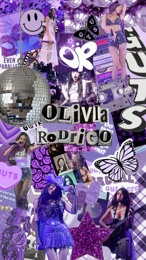 Olivia Rodrigo 💜 #oliviarodrigoaesthetic #olivia #oliviarodrigo #collage Olivia Rodrigo Shuffles, Cute Wallpapers Olivia Rodrigo, Purple Nails Olivia Rodrigo, Olivia Rodrigo Purple Outfit, Olivia Rodrigo Wallpaper Iphone Collage, Olivia Rodrigo Core Aesthetic, Olivia Rodrigo Guts World Tour, Oliva Rodrigo Wallpapers, Olivia Rodrigo Home Screen