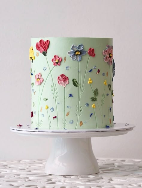 cake cakes cake decorating cake aesthetic cake recipes cake recipe cake decor cake dessert cake desserts cake ideas cake design cake designs cake aesthetic simple cake decoration cakes aesthetic cake decorating ideas cake recipes easy cakes desserts cake decorations cake shop cake shopping . Wildflower Cake, Cake With Flowers, Green Cake, Spring Cake, Mini Cakes Birthday, Creative Birthday Cakes, Cake Decorating Designs, Painted Cakes, Pretty Birthday Cakes