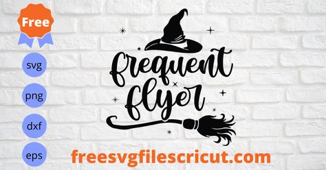 Halloween is right around the corner! This “Frequent Flyer” witch digital design is perfect for your next Halloween tee! SVG cut files are perfect for all your DIY projects or handmade business product lines. You can create shirts, wood signs, mugs, tumblers, cards, party decor and more for yourself and others. Making Halloween Crafts can be incredibly easy when you have greatFreeHalloween SVGfiles andFreesvgfilescricutis the place you can find them. .&nbs... Cricut Witch, Witchy Svg, Spooky Svg, Frequent Flyer, Witch Broom, Create Shirts, Free Halloween, Svg Free, Halloween Tees