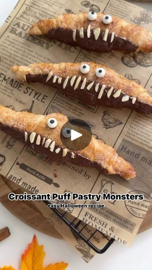 Flattened Croissant, Puff Pastry Chocolate, Edible Eyes, Halloween Pizza, Pastry Chocolate, Candy Eyes, Halloween Treats Easy, 2024 Halloween, Frozen Puff Pastry