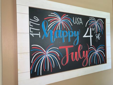 4th Of July Dry Erase Board Ideas, 4 Of July Chalkboard Art, 4th Of July Poster Board Ideas, 4th Of July Whiteboard Ideas, July Chalkboard Calendar Ideas, Fourth Of July Chalk Art, 4th Of July Chalkboard Ideas, Happy 4th Of July Chalkboard Art, July 4th Chalkboard Art