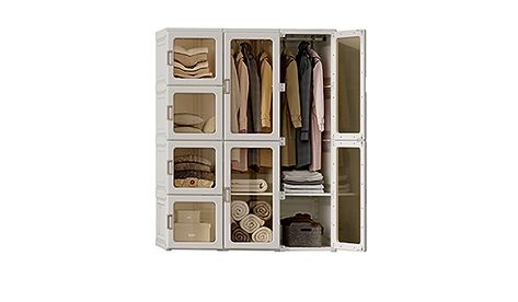 Amazon.com: ANTBOX Portable Wardrobe Closet Storage Organizer for Clothes，Folding All-in-one Plastic Wardrobe with Magnetic Door and Easy Assembly 6 Cubes-2 Hanging Rod : Home & Kitchen Material Cabinet, Organizer For Clothes, Folding Wardrobe, Portable Wardrobe Closet, Cabinet Door Designs, Portable Wardrobe, Storage Closet Organization, Wardrobe Armoire, Door Panels