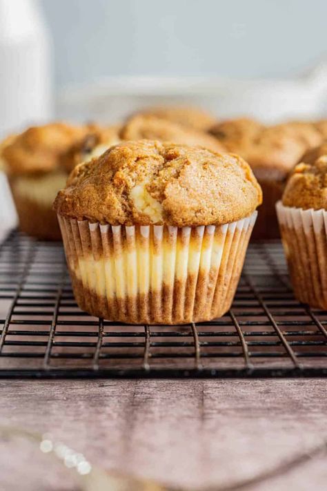 side view of carrot cake muffins. Pumpkin Sticky Buns, Carrot Cake Muffins Recipe, Carrot Sheet Cake Recipe, Carrot Cake Cream Cheese, Lemon Sour Cream Cake, Muffin Cupcakes, Carrot Cake Muffin Recipe, Easy Carrot Cake, Carrot Cake Muffins