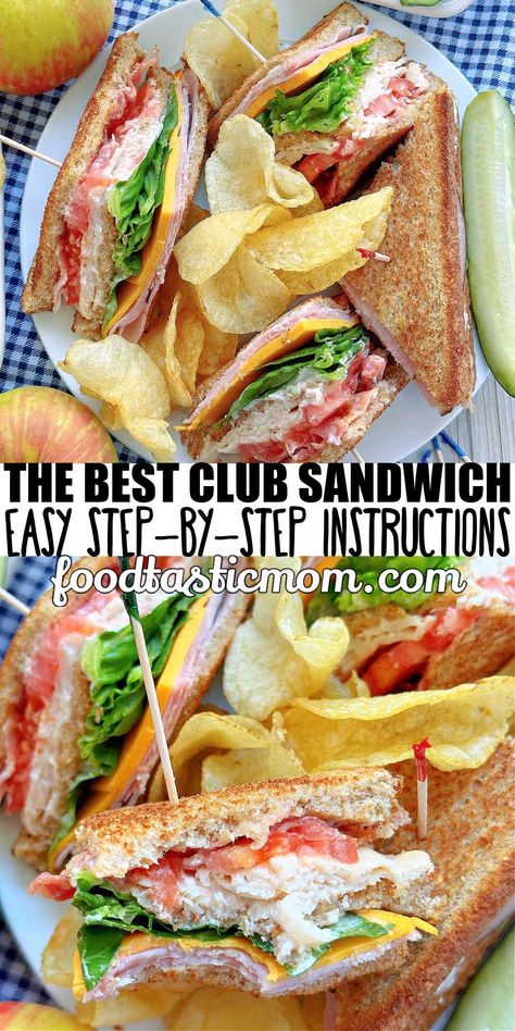 Club Sandwich Recipe, Clubhouse Sandwich, Turkey Club Sandwich, Club Sandwiches, Club Sandwich Recipes, Sandwhich Recipes, Best Sandwich Recipes, Club Sandwich, Delicious Sandwiches