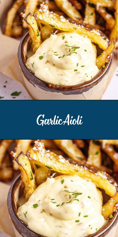 Garlic aioli is a creamy, rich condiment bursting with the bold flavor of fresh garlic. This versatile sauce is perfect for dipping fries, drizzling over roasted vegetables, or spreading on sandwiches. With just a few simple ingredients, it’s easy to make and elevates any dish to gourmet status. Roasted Garlic Aioli, Spicy Aioli, Garlic Aioli, Crispy Fry, Vegan Mayonnaise, Seafood Soup, Chicken Marinades, Aioli, Fresh Garlic