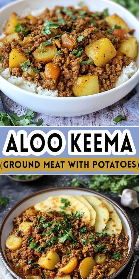 🥔 Aloo Keema is a deliciously spiced combination of ground meat (keema) and potatoes (aloo). This flavorful dish is perfect for busy weeknights and pairs beautifully with naan, rice, or roti. Quick, easy, and satisfying, it's a must-try for fans of Indian and Pakistani cuisine! 💡 Pin this recipe now and make Aloo Keema tonight! #AlooKeema #GroundMeatRecipes #EasyDinnerIdeas #IndianFood #ComfortFood 🍛🥘 Keema Aloo Recipe, Different Cuisines Of The World, Mince And Potato Recipe, Indian Meal Ideas, Indian Meat Recipes, Easy Persian Recipes, Quick Indian Dinner Ideas, African Dishes Recipes, Pakistani Dishes Recipes