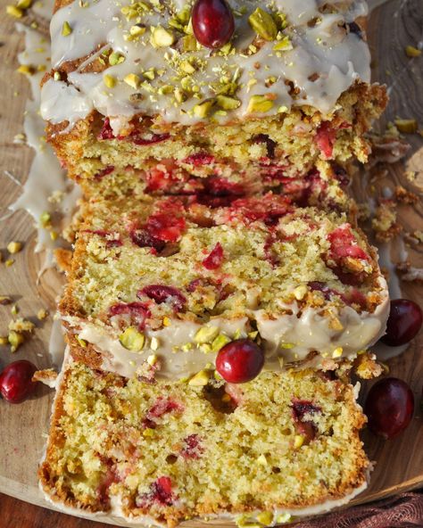 Cranberry Pistachio Bread with Orange Glaze Cranberry Pistachio Bread, Pistachio Loaf, Fruit Breads, Pistachio Bread, Cranberry Pistachio, Orange Cranberry, Orange Glaze, Fruit Bread, Bread And Pastries