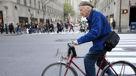 Bill Cunningham riding a bicycle on the streets of New York Bill Cunningham New York, Bill Cunningham, Carnegie Hall, New York Street, Historical Society, Creative Life, New Yorker, Ny Times, The New York Times