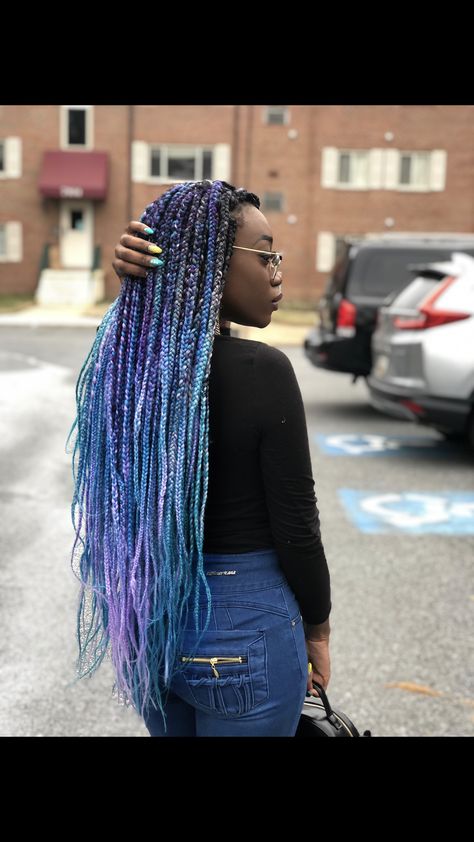 Blue Black Braids, Wanda Woodward, Unicorn Braids, Festival Hair Braids, Colorful Braids, Blue Braids, Hair References, Braid Inspiration, Single Braids