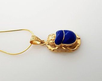 Beetle Jewelry, Scarab Necklace, Egyptian Beetle, Scarab Pendant, Necklace Blue, Polish Jewelry, Blue Opal, Jewelry Gift Box, Cute Jewelry