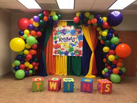 Rugrats Balloon Arch, Rugrats Party Decorations, Black Rugrats Birthday Party, Rugrats Centerpieces, Rugrats Nursery Theme, Rugrats Baby Shower Theme, Rugrats Decorations, Twin Baby Shower Theme, Bday Decor