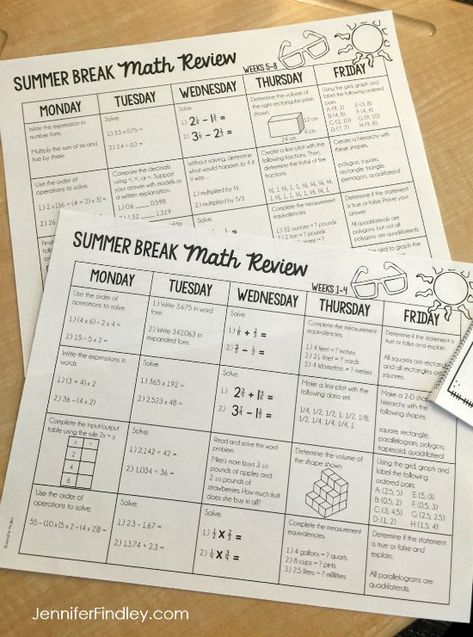 5th grade Summer math review! 5 Ways to Prevent Summer Slide in Upper Elementary - Teaching with Jennifer Findley