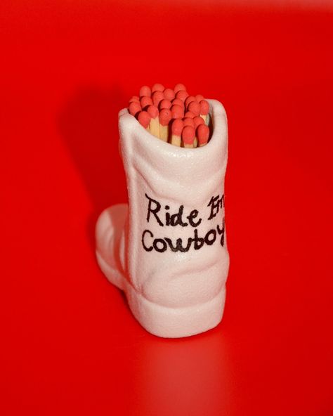 Ride ‘Em Cowboy! 🐄 Introducing the new ceramic boot matchstick holder 🤠 Handpainted and perfect to sit pretty next to your favorite candle Cowboy Boot Candle Holder, Matchstick Holder, Favorite Candle, New Ceramics, Cowboy Boot, Candle Holder, Cowboy, Hand Painted, Candles