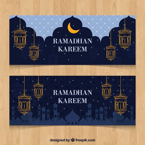 Free Vector | Set of ramadan banners with mosques Banner Ramadhan, Islamic Design Graphic, Eid Post, Envelope Template Printable, Ramadan Design, Happy Islamic New Year, Eid Mubarak Banner, Happy Muharram, Muslim Festivals