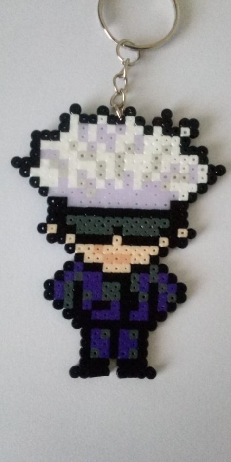 Jujutsu Kaisen Perler Bead Patterns, Anime Iron Beads, Gojo Perler Beads, Mha Perler Beads, Gojo Pixel Art, Hama Beads Anime, Anime Perler Beads, Anime Perler Bead Patterns, Anime Perler