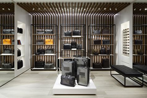 TUMI flagship store by dror opens on madison avenue in NYC Valentinstag Party, Thrift Store Furniture, Shop Sign Design, Luggage Store, Retail Store Design, Shop Front Design, Room Closet, Retail Interior, Shop Window Displays