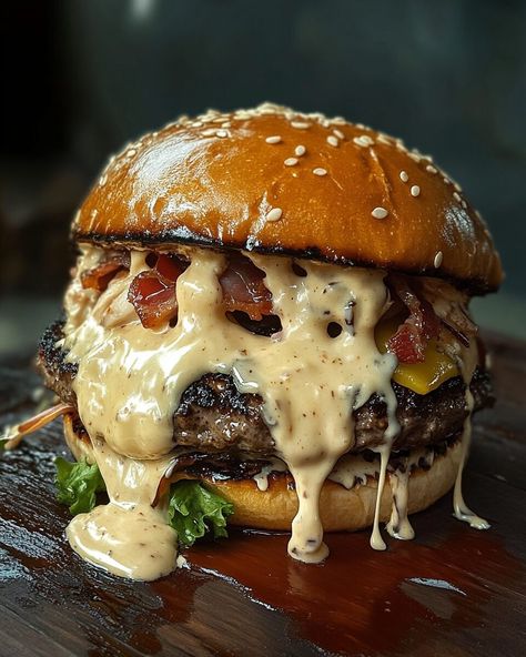 Smash Burgers with Baconnaise Sauce - knedir Recipes Burgers Party Ideas, Beef Burger Photography, Cheesy Burger Recipes, Burger Meat Dinner Ideas, Beef Burgandy Pioneer Woman, Beer Dinner Recipes, Southwest Burger Recipe, Burgers And Sandwiches, Homemade Burgers Aesthetic